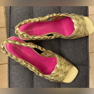 Trina Turk Braided Gold Sandals